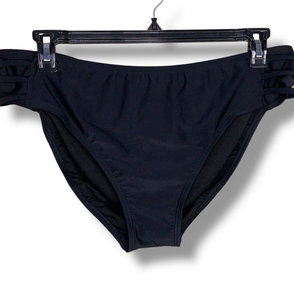 2x NEW Island Soul Curve Black Swim Bikini Bottom Stretch Beach Vacation Plus